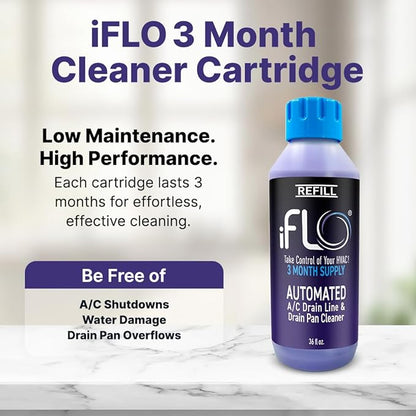 iFLO® Smart A/C Drain Line Cleaner and Drain Pan Cleaner Cartridge, Fast-Acting - Image 2