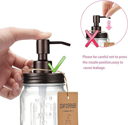 Amolliar Mason Jar Liquid Soap Dispenser, 16OZ Stainless Steel Pump Lid & - Image 6