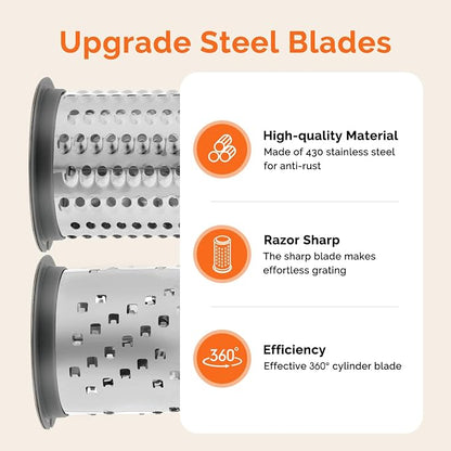 UHIYEE Patented Rotary Parmesan Cheese Grater, Hand Crank Cheese Shredder - Image 3