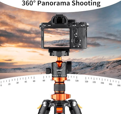 K&F Concept 63" Carbon Fiber Camera Tripods,D254C1+BH-28L Compact Tripod with Detachable Monopod, Metal Ball Head 22lbsLoad Capacity with Quick Release Plate for SLR DSLR Digital Camera/Camcorder