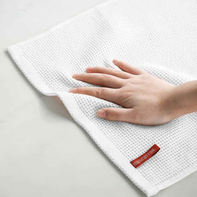 Artoid Mode 100% Cotton White Waffle Weave Kitchen Dish Cloths, 13x28 Inch - Image 5