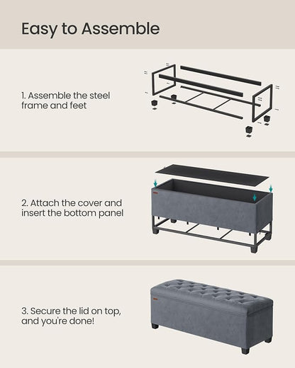 SONGMICS Velvet Storage Ottoman Bench, Foot Rest - Image 6