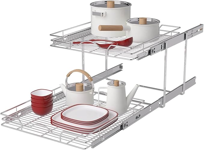 OCG 2 Tier Pull Out Cabinet Organizer, Pull Out Shelves by OCG
