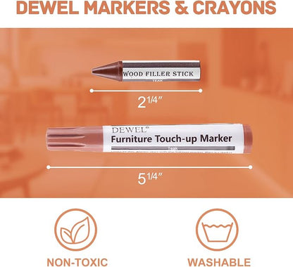 DEWEL Wood Furniture Markers & Filler Sticks Repair Kit, New Improved 18 Colors - Image 7