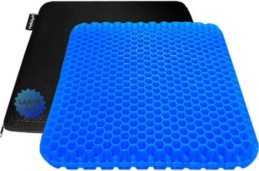 Gel Seat Cushion, Office Seat Cushion Chair Pads for Office Home Car Wheelchair Long Trips - Extra Large Gel Cushion for Pressure Sores, Tailbone, Back, Sciatica Pain Relief (Extra Large, Blue)