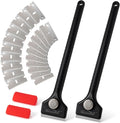 NEWISHTOOL Long Handle Scraper Tool Kit includes 2 Pcs Razor Blade Scraper and 20 PCS 1.5 inch Metal Razor Blades, Long Reach Sturdy Scraper Tool for Glue Residue Label Sticker Removal Oven Cleaning