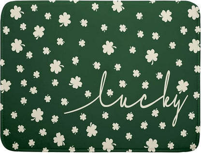 Giwawa St Patricks Day Dish Drying Mat Green Lucky Clovers Dish Drainer Mats by Giwawa