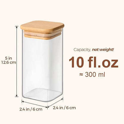 ComSaf 16Pcs Spice Jars with Labels, Glass Jar witj Bamboo Lid, 10oz Airtight - Image 3
