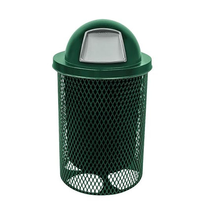 COATEDOUTDOORFURNITURE RDT-TXTGRN Heavy Duty 32 Gallon Round Trash Receptacle by CoatedOutdoorFurniture