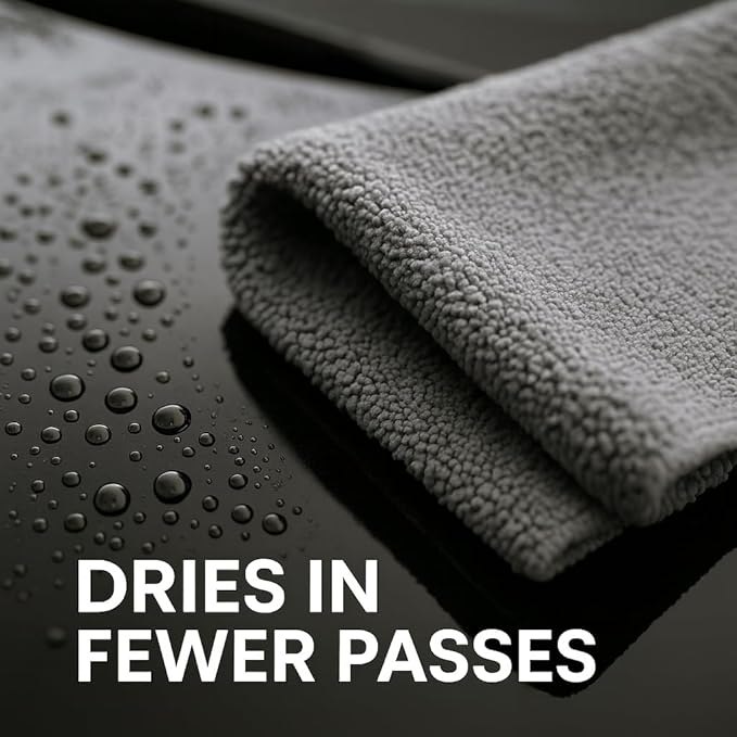 Paks - Edgeless Microfiber Towels 4-Pack - Car Detailing Wash Cloths for Cleaning - 16x16 Car Drying Towel - Lint Free Auto Rags for Polishing & Buffing - Purple & Grey Cleaning Supplies