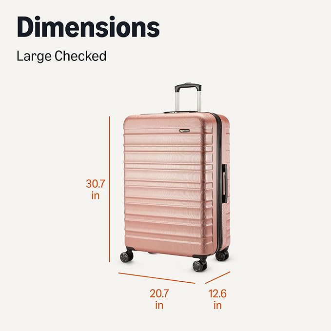 Amazon Basics 30" Hardside Large Checked Luggage, Hardshell Suitcase With Wheels, Expandable For Up to 15% More Space, With Scratch-Resistant Surface, Four Multi-directional Wheels, Rose Gold