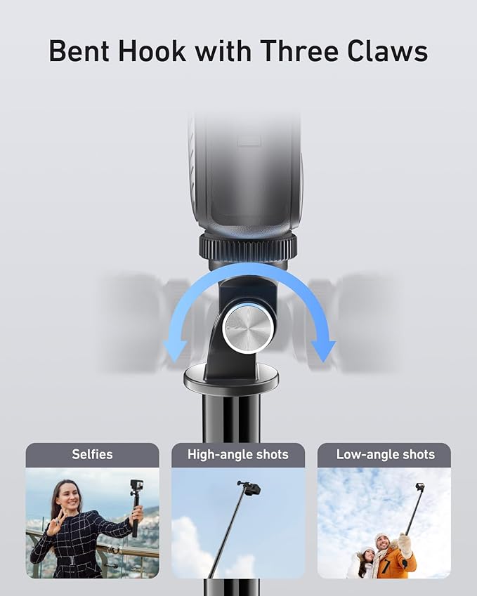 TELESIN 47" Extension Selfie Stick, Portable Handheld Invisible Monopod Pole for GoPro Hero 13 12 11 10 Insta360 X5 X4/DJI Osmo 360/Action 5 4 Pocket/AKASO Vlog Selfie Stick, Action Camera Accessories