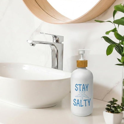 Blue Coastal Starfish Soap Dispenser, Beach Summer Glass Dish Soap Dispenser - Image 2