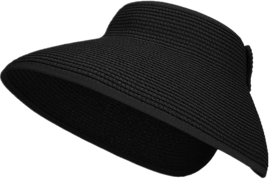 Womens Sun Visor Hat Straw Sun Visors for Women Summer Packable Ponytail Beach Hats for Women Travel
