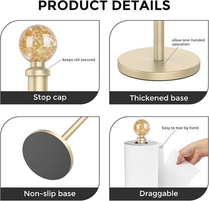 Gold Paper Towel Holder Countertop, Unique Gold Ball Decor, Brass Paper Towel - Image 7