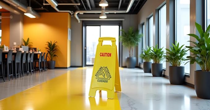Wet Floor Sign, Slippery When Wet A-Frame Caution Sign, Bright Yellow 6 PACK - Image 4