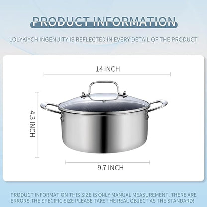 LOLYKITCH 5 QT Tri-Ply Hybrid Stainless Steel Non Stick Stock Pot - Image 6