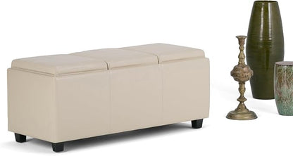 SIMPLIHOME Avalon 42 inch Wide Contemporary Rectangle Storage Ottoman in Satin - Image 11