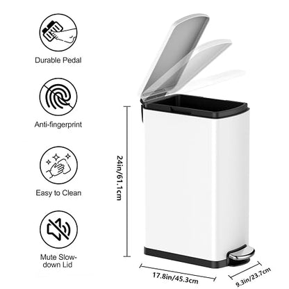 Garvee Slim Kitchen Trash Can 8 Gal, Skinny Stainless Steel Garbage Can - Image 2
