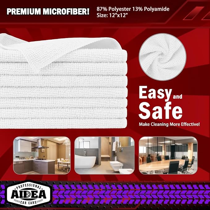 AIDEA Microfiber Cleaning Cloth White 150PK, Microfiber Towels - Image 6