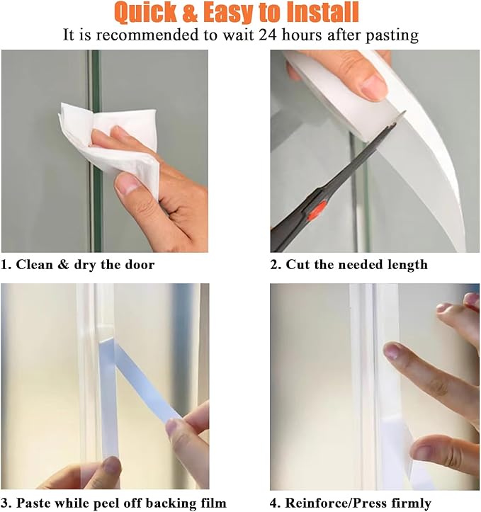 Upgraded 32.8FT Silicone Weather Stripping Door Seal, No Residue Glass Shower - Image 8
