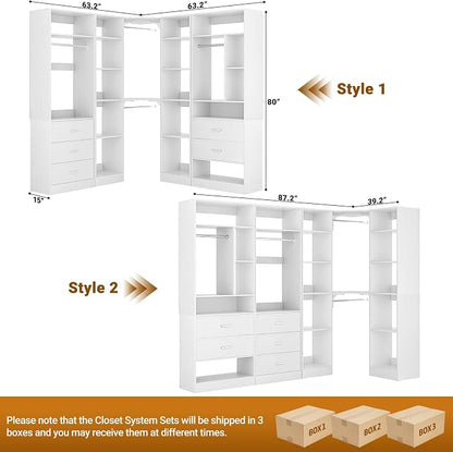 Corner Closet System with 5 Drawers, Closet Organizer System with 15+Shelvess & - Image 7