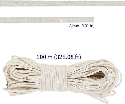 SOUJAP 328 Feet 5/16 Inch Cotton Rope, 8mm Thick Cotton Clothesline Rope - Image 2