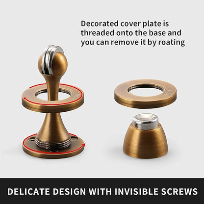 Door Stopper 6 Pack Magnetic Door Stops, Zinc Alloy Antique Brass Door Catch - Image 7