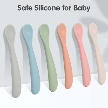 Eascrozn 6 Pack Silicone Baby Spoons, Baby Spoons Self Feeding 6 Months+ - Image 5