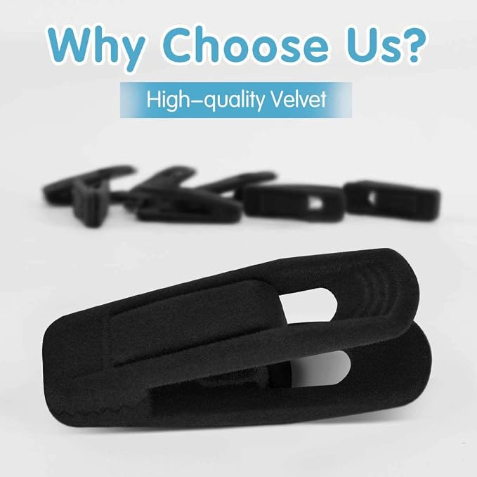 Black Velvet Hanger Clips, Strong Finger Clips - Image 3