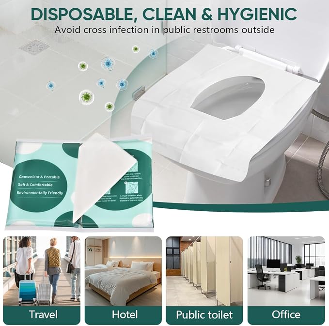 120 Pcs Disposable Flushable Paper Toilet Seat Covers Travel Supplies Essentials - Image 6