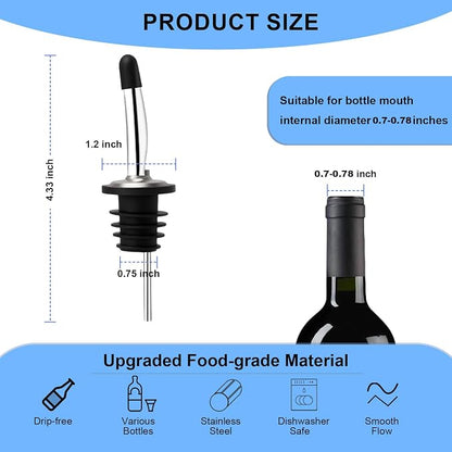 2PCS Stainless Steel Pourers, Speed Liquor Bottle Pourer, Olive Oil and Vinegar - Image 2