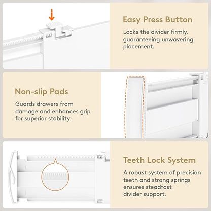 Lifewit Drawer Dividers for Clothes, 3.2" Tall 10.5"-16.5" Expandable Dresser - Image 5
