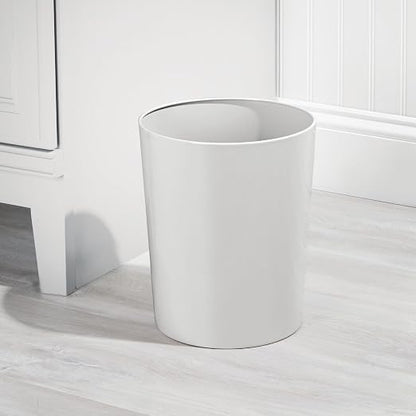 mDesign Round Metal Small 1.7 Gallon Recycle Trash Can Wastebasket, Garbage - Image 2