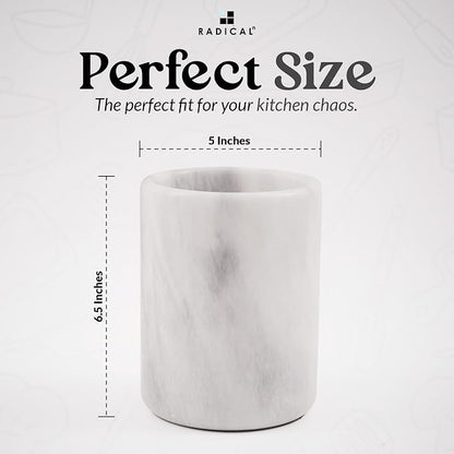 Radicaln Marble Utensil Holder 6.5" Inches White Handmade Spoon Holder - Image 6