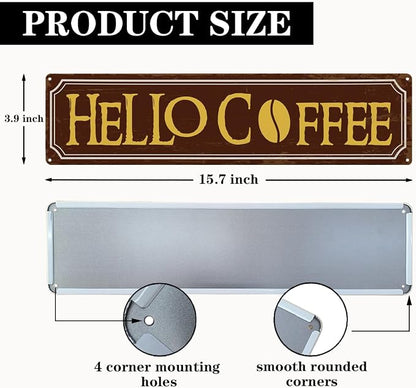Hello Coffee Signs, Retro Metal Tin Sign, Home Kitchen Wall Decor, Farmhouse - Image 2