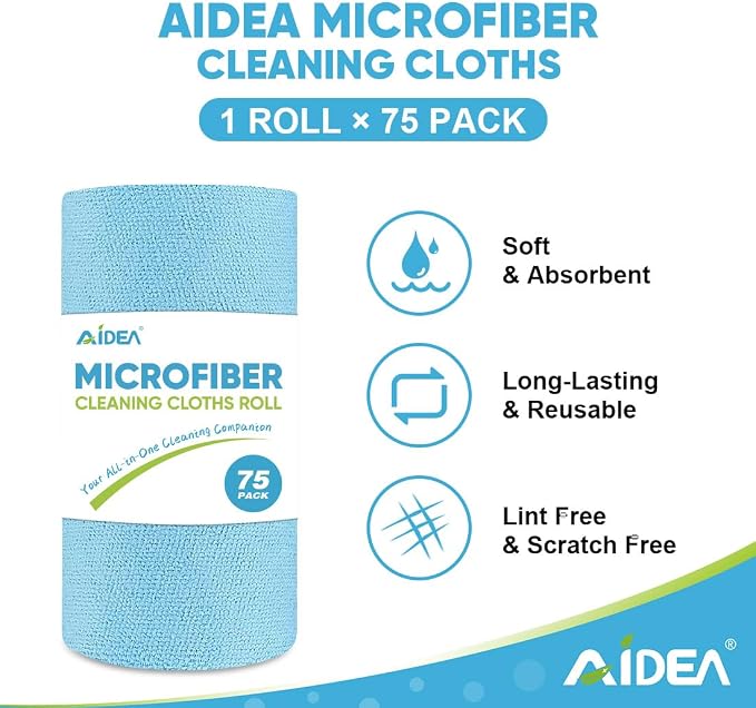 AIDEA Microfiber Cleaning Cloth Roll, Reusable Tear Away Paper Towels, - Image 2