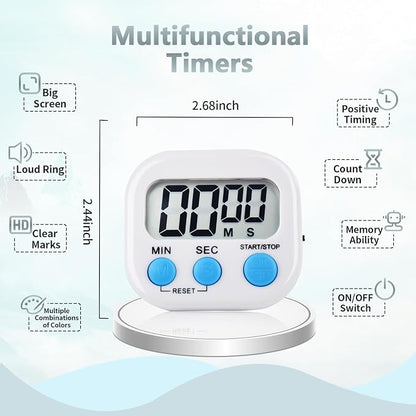 4 Pack White Digital Kitchen Timer Magnetic Digital Timer - Image 2