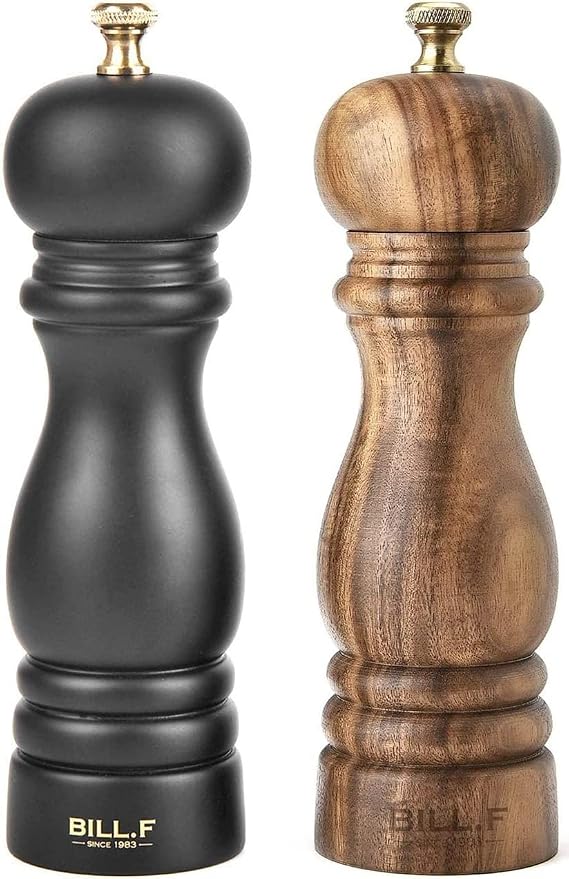 BILL.F Salt and Pepper Grinder Wooden Black Pepper Mill Grinder Salt Pepper by BFBILLFSINCE1983