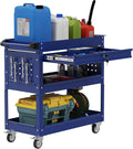 3 Tier Heavy Duty Tool Cart, Mechanic Metal Rolling Tool Carts Work Cart with Locked Drawers & Pegboard for Garage Workshop