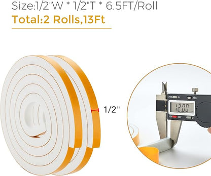 13 Feet Weather Stripping Door Seal, 1/2" Wide X 1/2" Thick Door Seal Strip - Image 3