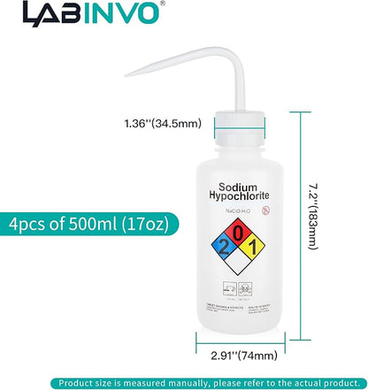 4pcs of Sodium Hypochloride Wash Bottles, Narrow Mouth, Self-Venting Safety - Image 3