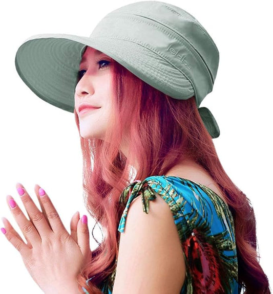 HINDAWI Sun Hats for Women with UV Protection Wide Brim Sun Hat Visor Summer Beach Outdoor Foldable Womens Cap