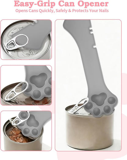 6 PCS Cat Food Can Covers Lids Set, Cat Bar Squeezer, Stainless Steel Wet Food - Image 4