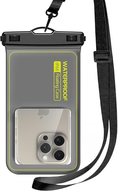Marine IP68 Waterproof Phone Pouch, Floating Waterproof Dry Bag Compatible for iPhone 16 15 14 13 12 Pro Max Plus Up to 7"，Cellphone Cruise Essentials Must Haves, 1 Pack-Grey