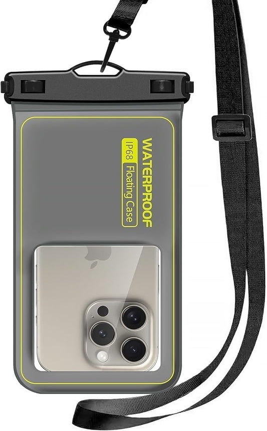Marine IP68 Waterproof Phone Pouch, Floating Waterproof Dry Bag Compatible for iPhone 16 15 14 13 12 Pro Max Plus Up to 7"，Cellphone Cruise Essentials Must Haves, 1 Pack-Grey
