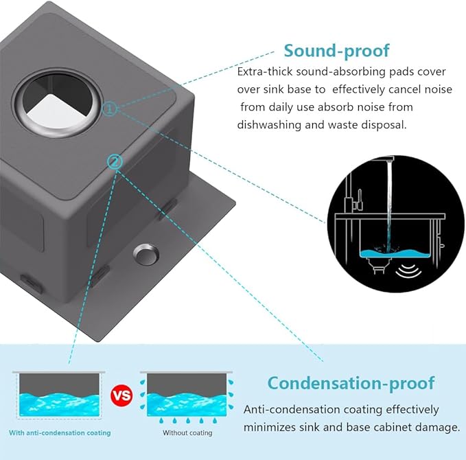 ARTLINE 13 x 15 Inch Black Drop in Bar Sink, Stainless Steel Single Bowl Kitchen Sink, Small Topmount 9 Inch Deep Wet Bar sink for Outdoor Prep RV Yard Laundry Utility with Dish Grid & Drain