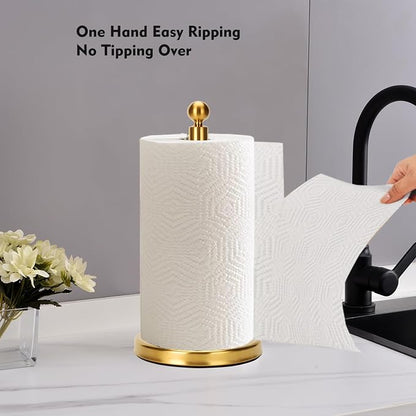 Gold Paper Towel Holder Countertop, Standing Paper Towel Roll Holder - Image 2