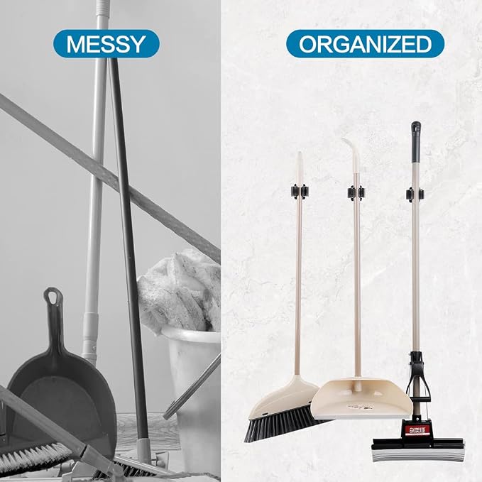9PCS Broom and Mop Holder, Heavy Duty Garden Tool Organizer Rack Rake and - Image 5