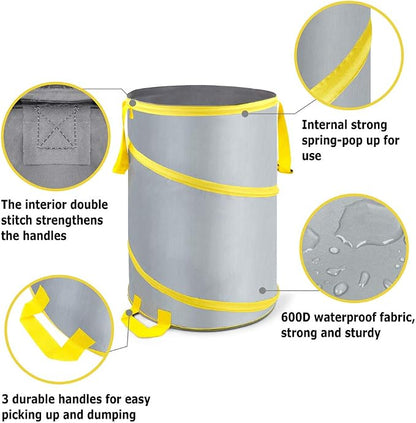 30 Gallon Collapsible Trash Can 3 Pack, Garden Bag Pop Up Camping Trash can - Image 4